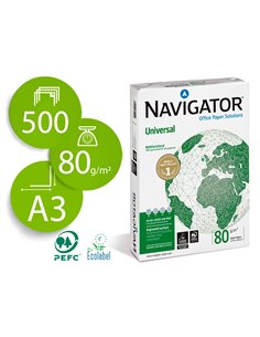 Papier navigator multifonction universal a3 80g blancheur 169 opacité 95 rigidité 120 qualité supérieure 500 feuilles.