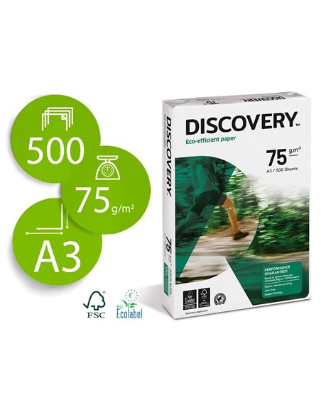 Papier discovery multifonction grand volume sans bourrage a3 75g/m2 blancheur 161 opacité 92 rigidité 100 500 feuilles.