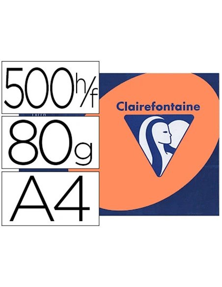 Papier couleur clairefontaine trophée multifonction a4 80g/m2 couleurs fluorescentes orange fluo paquet 500 feuilles.