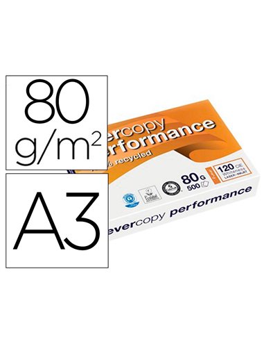 Papier clairefontaine evercopy perform multifonction laser couleur haute qualite a3 80g/m2 blanc.