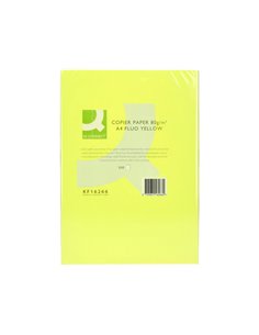 Papier couleur q-connect multifonction a4 80g/m2 unicolore jaune néon ramette 500 feuilles. 2