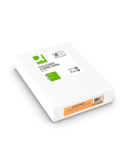 Papier couleur q-connect multifonction a4 80g/m2 unicolore orange néon ramette 500 feuilles.