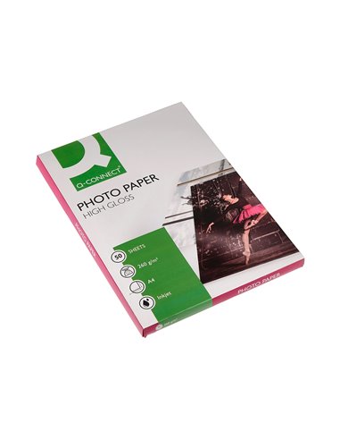 Papier photo q-connect jet d'encre glacé ultra brillant a4 260g compatible toute imprima nte paquet 50 feuilles.