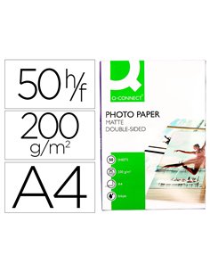 Papier photo q-connect jet d'encre recto-verso fini mat a4 200g/m2 compatible toute imprimante - paquet de 50.