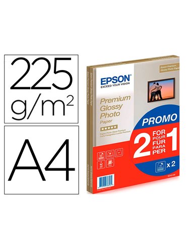 Papier photo epson glossy a4 255g/m2 2 en 1 15 feuilles.