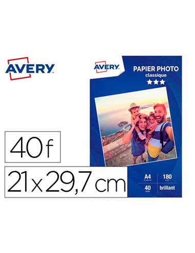 Papier photo avery brillant 180g a4 paquet de 40 feuilles.