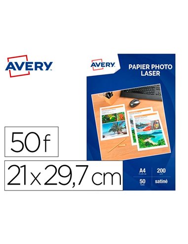 Papier photo avery satine recto verso 200g a4 laser paquet de 50 feuilles.