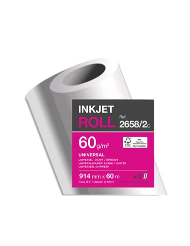 Papier clairefontaine plan extra blanc largeur 60mx914mm 60g application jet d'encre qualite photo bobine.