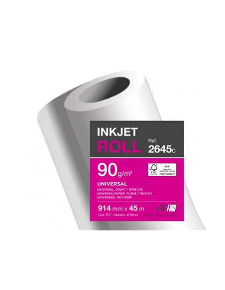 Papier clairefontaine plan extra blanc largeur 45mx914mm 90g application jet d'encre qualite photo bobine.