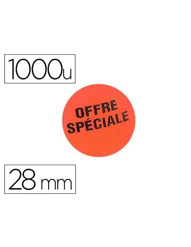 Étiquette adhésive apli pré-imprimée offre spéciale diamètre 28mm rouleau 1000 pastilles.