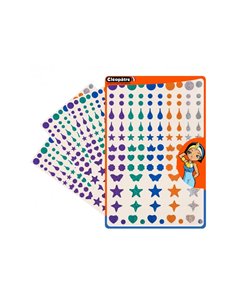 Gommette holographique cleopatre 6 formes 5 coloris assortis pochette de 1150 gommettes.