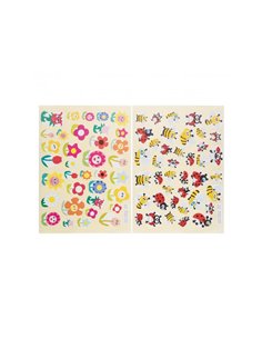 Gommette fantaisie cleopatre fleurs abeilles coccinelles planche a5 720 gommettes pochette de 20 planches.