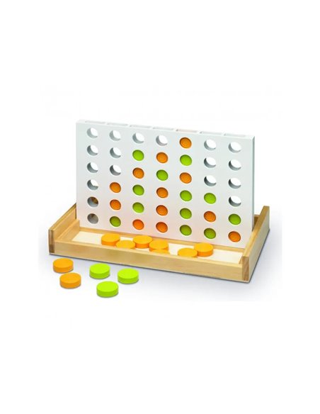 Jeu quatre en ligne bois 42 pions.