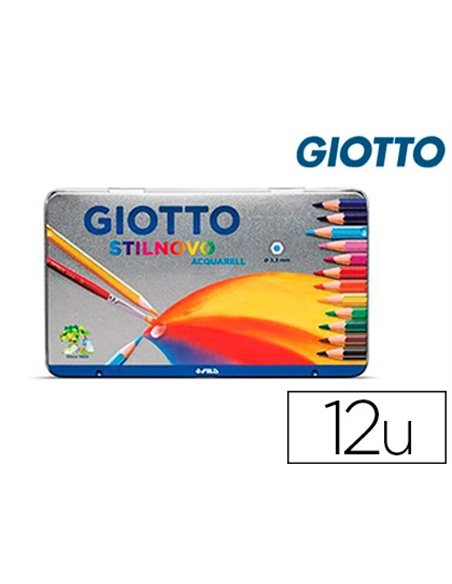 Crayon couleur giotto stilnovo acquarellable hexagonal 6,8mm mine qualite superieure 3,3mm boite metal.