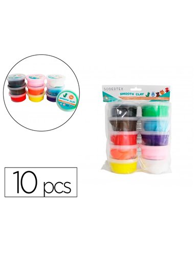 Pate a modeler sodertex autodurcissante smooth clay 40g 325x230x85mm 10 pcs coloris assortis.