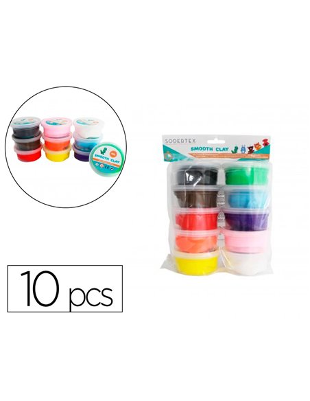 Pate a modeler sodertex autodurcissante smooth clay 40g 325x230x85mm 10 pcs coloris assortis.