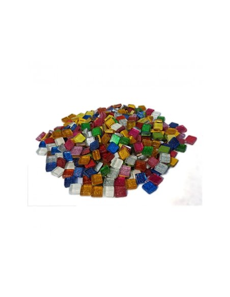 Mosaique eclat de verre culture club 1x1cm pailletes pot de 500g coloris assortis.