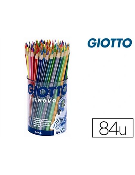 Crayon couleur giotto stilnovo hexagonal 6.8mm mine qualité supérieure 3.3mm coloris vifs intenses étui carton 84 unités.