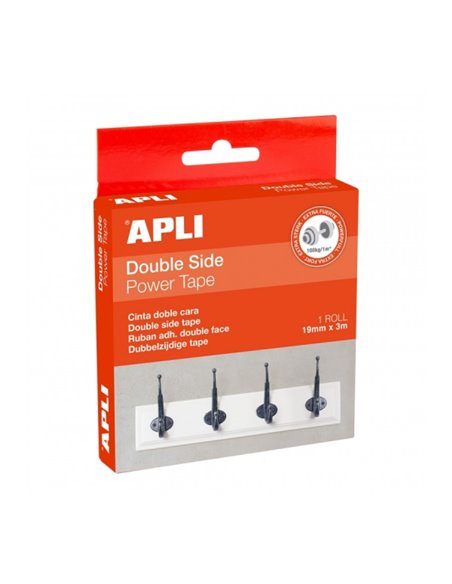 Ruban adhésif double face Apli - Supporte jusqu'à 100 kg - Solide et durable - Adhésion instantanée - Idéal pour les surfaces pl