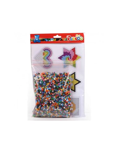 Assortiment perles et plaques graine creative ludiques et colorees sachet de 4 500 perles 8 plaques 12 modeles.