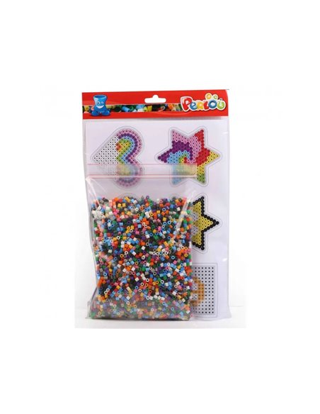 Assortiment perles et plaques graine creative ludiques et colorees sachet de 4 500 perles 8 plaques 12 modeles.