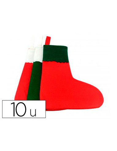 Feutrine sodertex chaussettes de noel 1mm 200x300mm 10 pcs coloris blanc - rouge blanc - vert et rouge - vert.