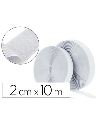 Bandes scratchs adhésives sodertex male et femelle boite distributrice 2cmx10m coloris bl anc.