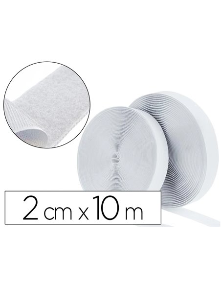 Bandes scratchs adhésives sodertex male et femelle boite distributrice 2cmx10m coloris bl anc.
