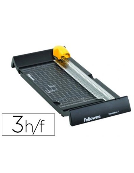 Rogneuse fellowes mini neutron a5 capacité 5f safecut réglette téléscopique a4 paysage longueur coupe 240mm.