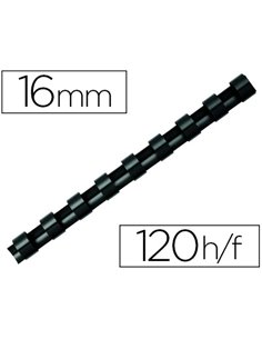 Anneau plastique à relier fellowes dos rond capacité 120f 16mm diamètre 300mm longueur coloris noir boîte 100 unités.