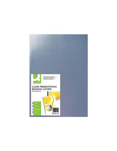 Plat couverture q-connect pvc incolore 150 microns a3 relieurs spirales peignes anneaux paquet 100 unités.