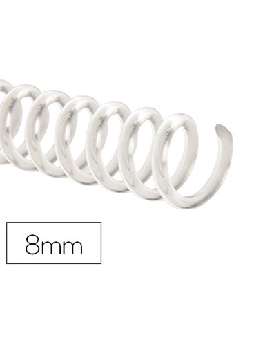 Spirale q-connect plastique transparent relieur pas 32 5:1 40f calibre 1.8mm diamètre 8mm boîte 100 unités.