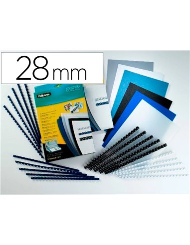 Anneau plastique fellowes relier format a4 21 anneaux diamètre 28mm 28x28x300mm coloris blanc boîte 50u.
