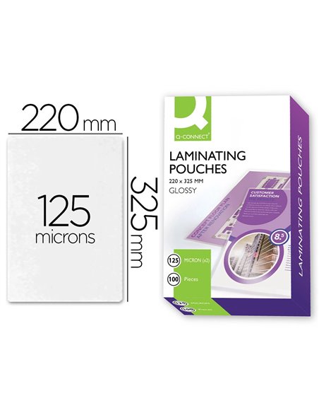 Pochette plastification q-connect à chaud économique format folio 325x220mm 125 microns boîte 100 unités.