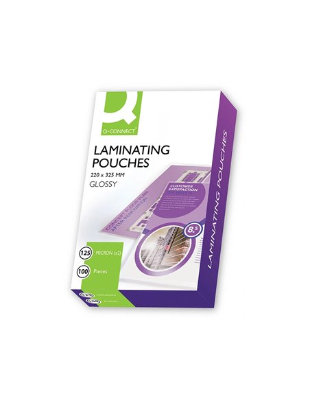 Pochette plastification q-connect à chaud économique format folio 325x220mm 125 microns boîte 100 unités.