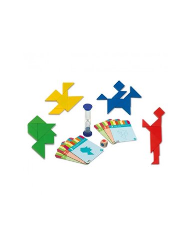 4 tangrams bois cayro casse tete forme puzzle geometrique de 1 a 4 joueurs.