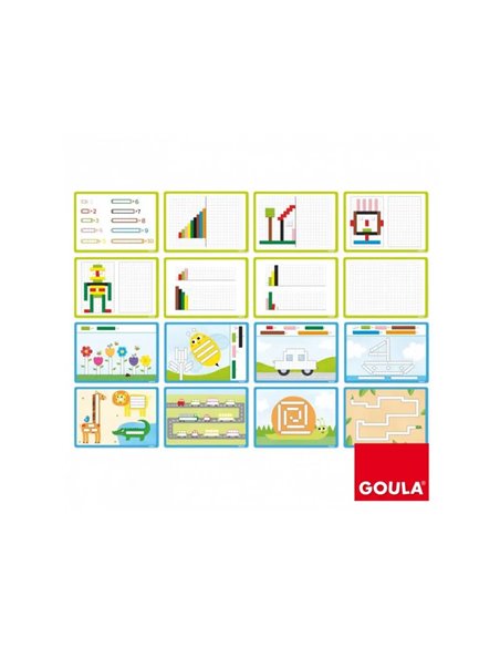Reglettes goula activites avec reglettes completer les fiches 48 unites coloris et longueurs assortis 8 fiches.