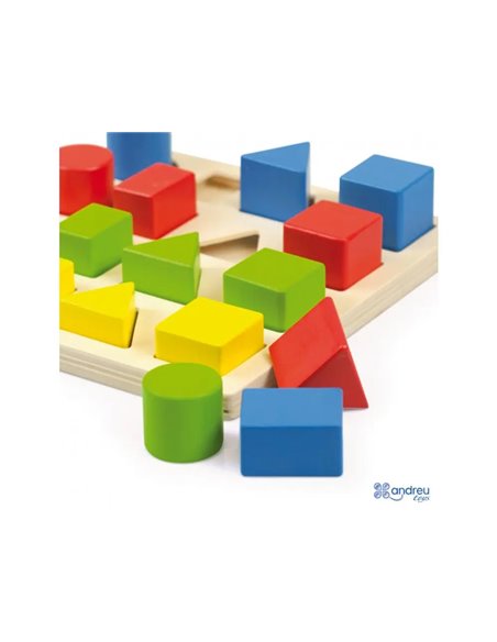Jeux d association andreu toys encastrement formes et couleurs en bois 16 pieces 1 suppport.