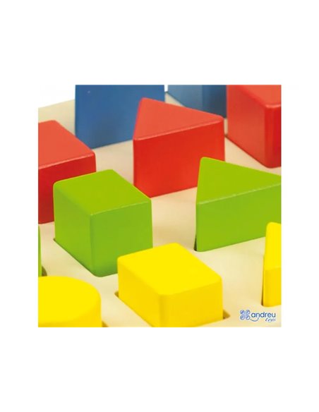 Jeux d association andreu toys encastrement formes et couleurs en bois 16 pieces 1 suppport.