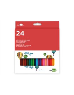 Crayon couleur liderpapel mine extra-résistante 174.5mm écriture douce coloris intenses étui carton plastifié 24 unités.