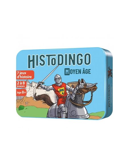 Histodingo moyen age cocktail games 7 regles de jeux 4 niveaux 56 cartes boite rangement 2 a 8 joueurs.