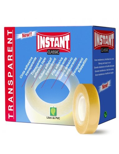 Ruban adhésif transparent Instant Classic 12 mm x 33 m - Sans PVC - Transparent