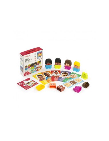 Emotiblocks premieres emotions miniland 100 combinaisons possibles interet pedagogique 18 pieces.