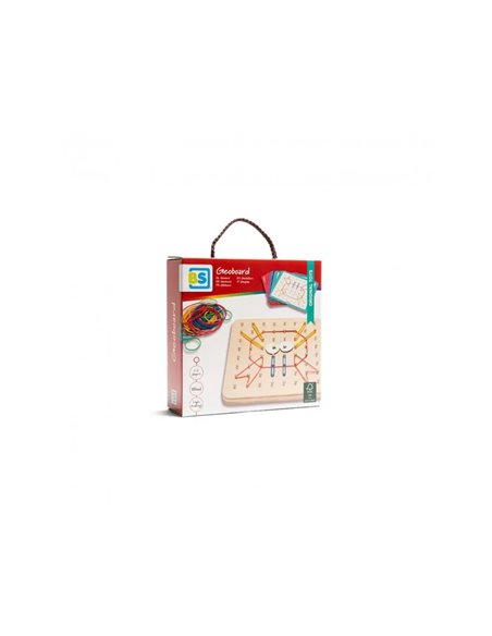 Geoboard bs toys pour cr er des dessins 1 planche en bois avec 48 elastiques et 20 cartes modeles.