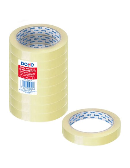 Dohe Lot de 8 rubans adhésifs transparents en polypropylène 19 mm x 66 m