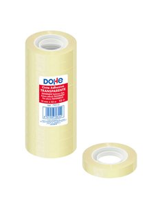 Dohe Lot de 12 rubans adhésifs en polypropylène 12 mm x 33 m - Adhésif haute résistance et puissant - Transparent