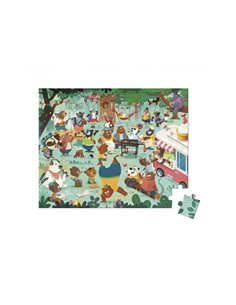 Puzzles carton 50 a 99 pieces janod la cousinade des ours 54 pieces et 1 poster modele.