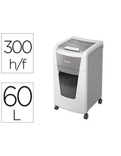 Destructeur de documents leitz iq auto+ office coupe croisee 300f corbeille de 60l.