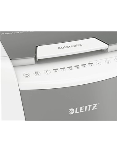 Destructeur de documents leitz iq auto+ office coupe croisee 300f corbeille de 60l.