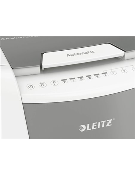 Destructeur de documents leitz iq auto+ office coupe croisee 300f corbeille de 60l.